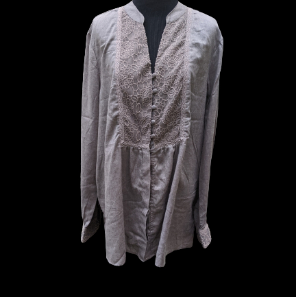 Earth Tone Long Sleeve Hippy Top Sz XL 18 Women's